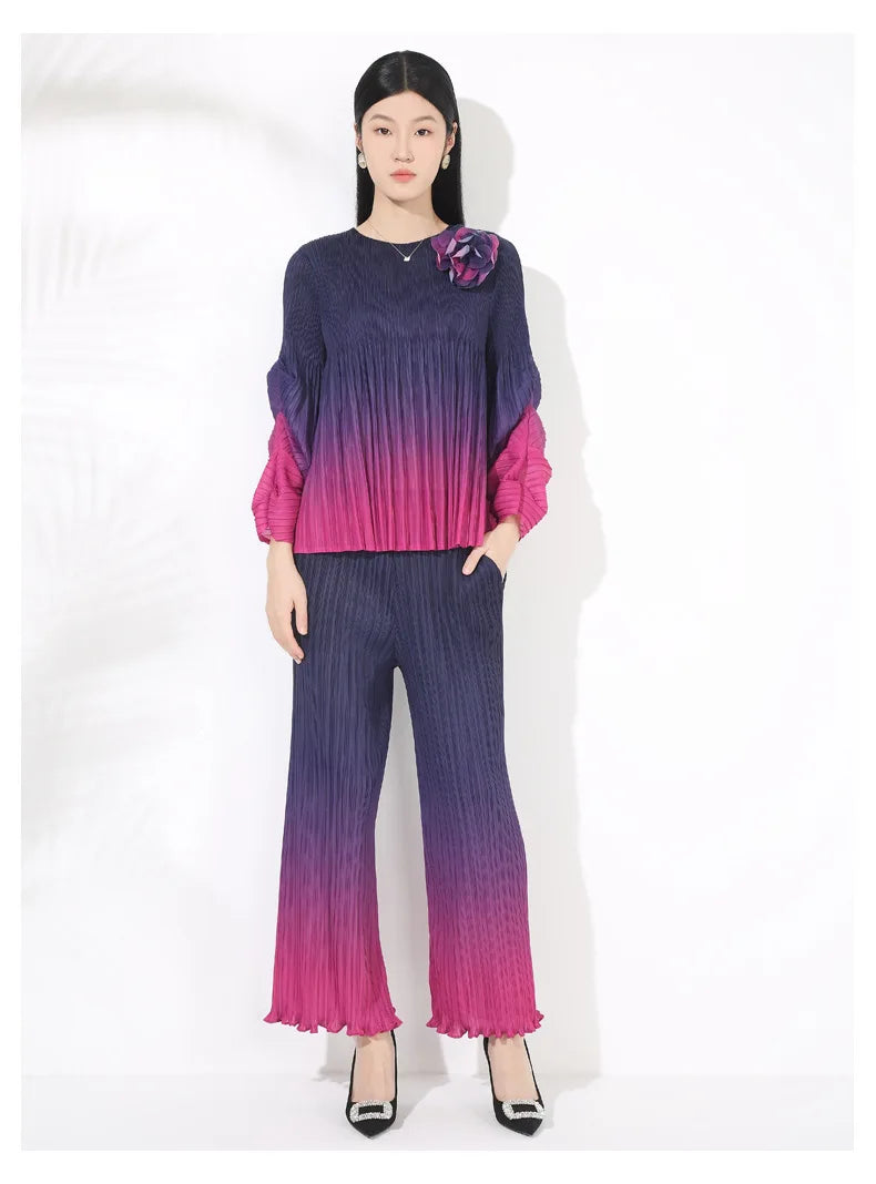 Luxe Japanese Pleated Two-Piece Set