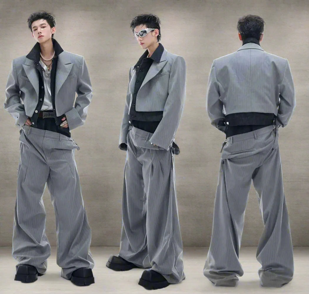 Men's Pinstripe Double-Layered Suit