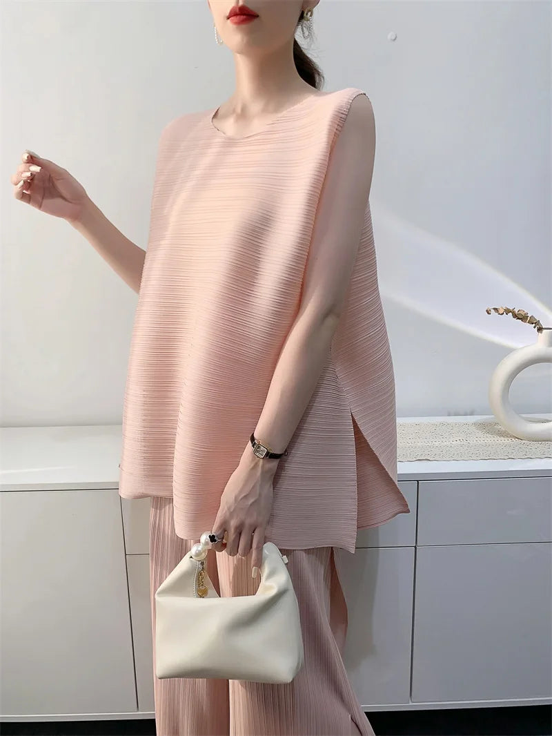 Couture Pleated Sleeveless Top