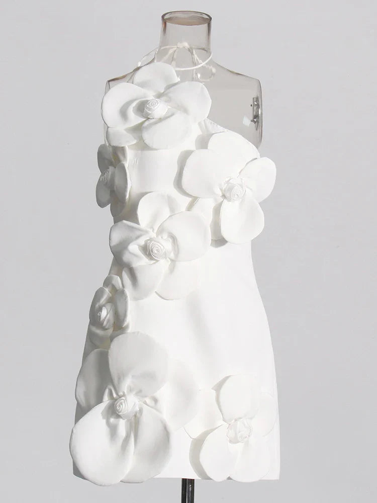 Floral Mini Dress - One-Shoulder Elegance