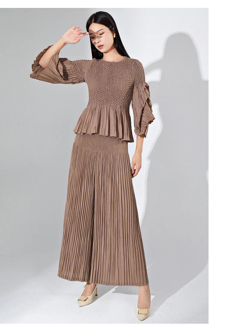 Designer Ruffle Pleated Pants & Top Set