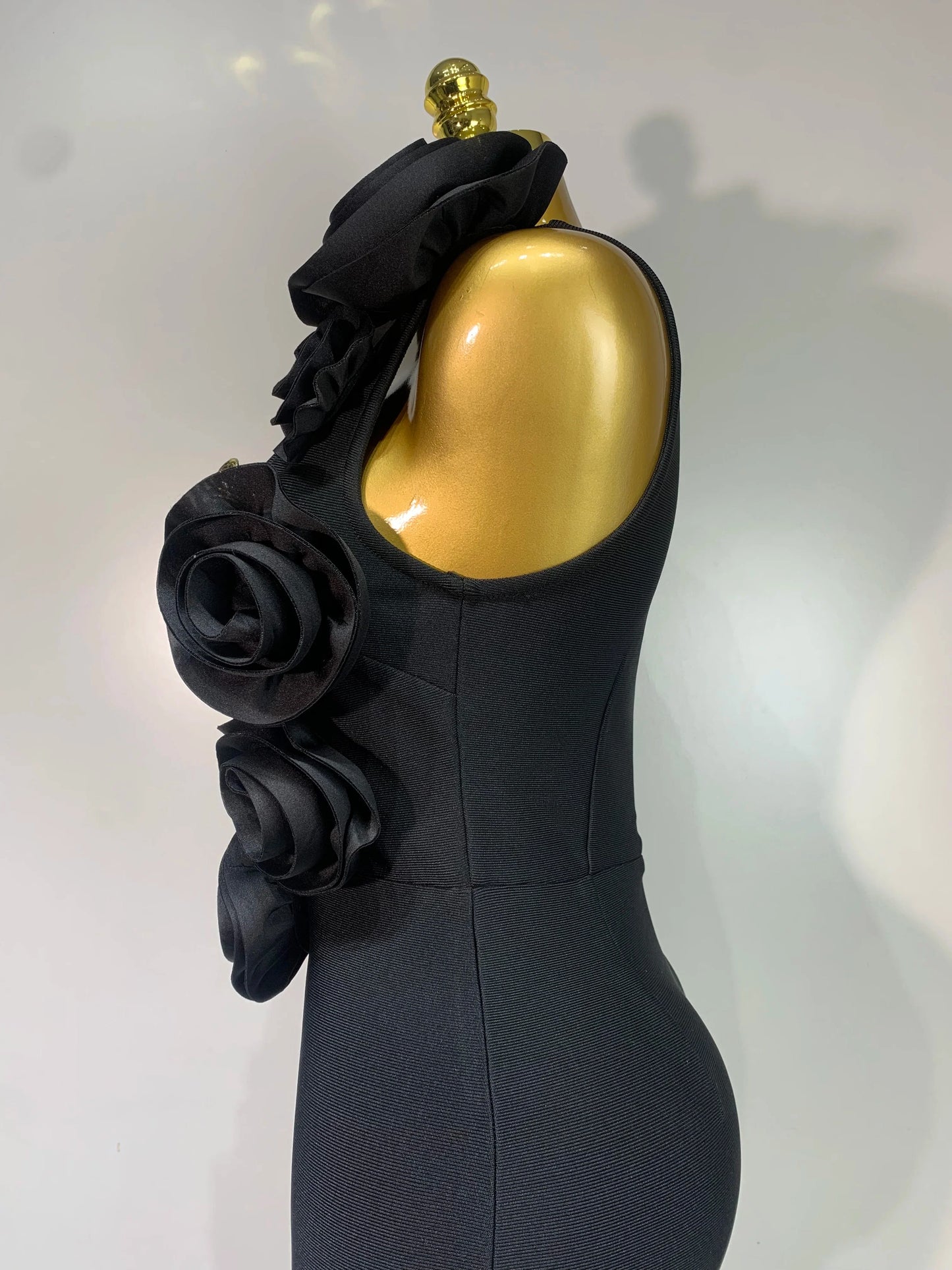 Black Floral Sleeveless Mermaid Dress