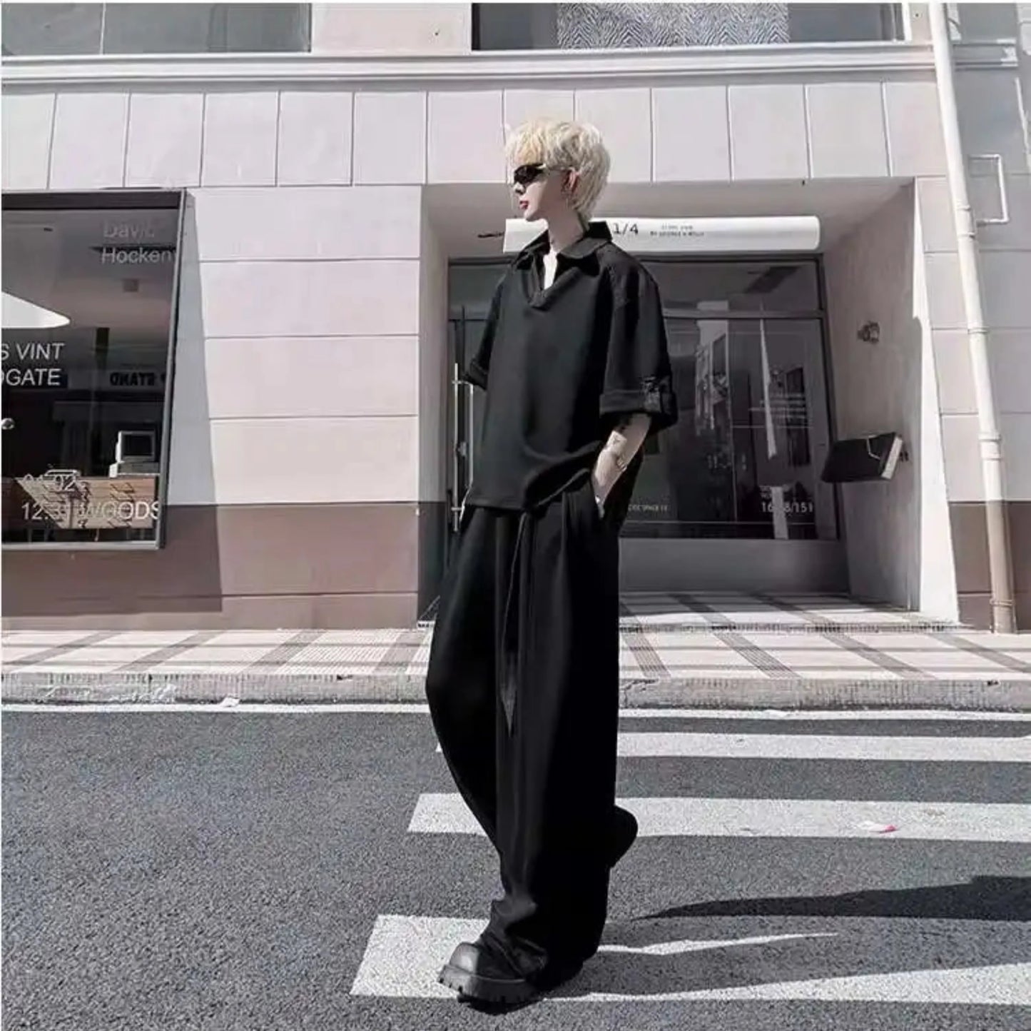 Men's Cotton Wide Leg Pant Set