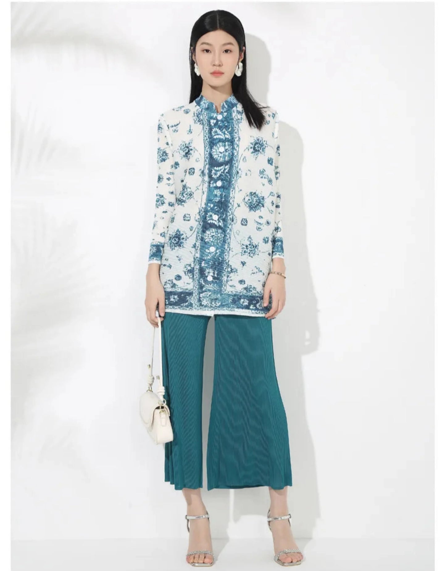 Tailored Fit Pleated Palazzo Pant Set