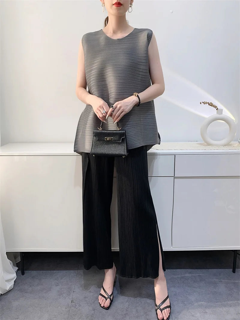 Couture Pleated Sleeveless Top