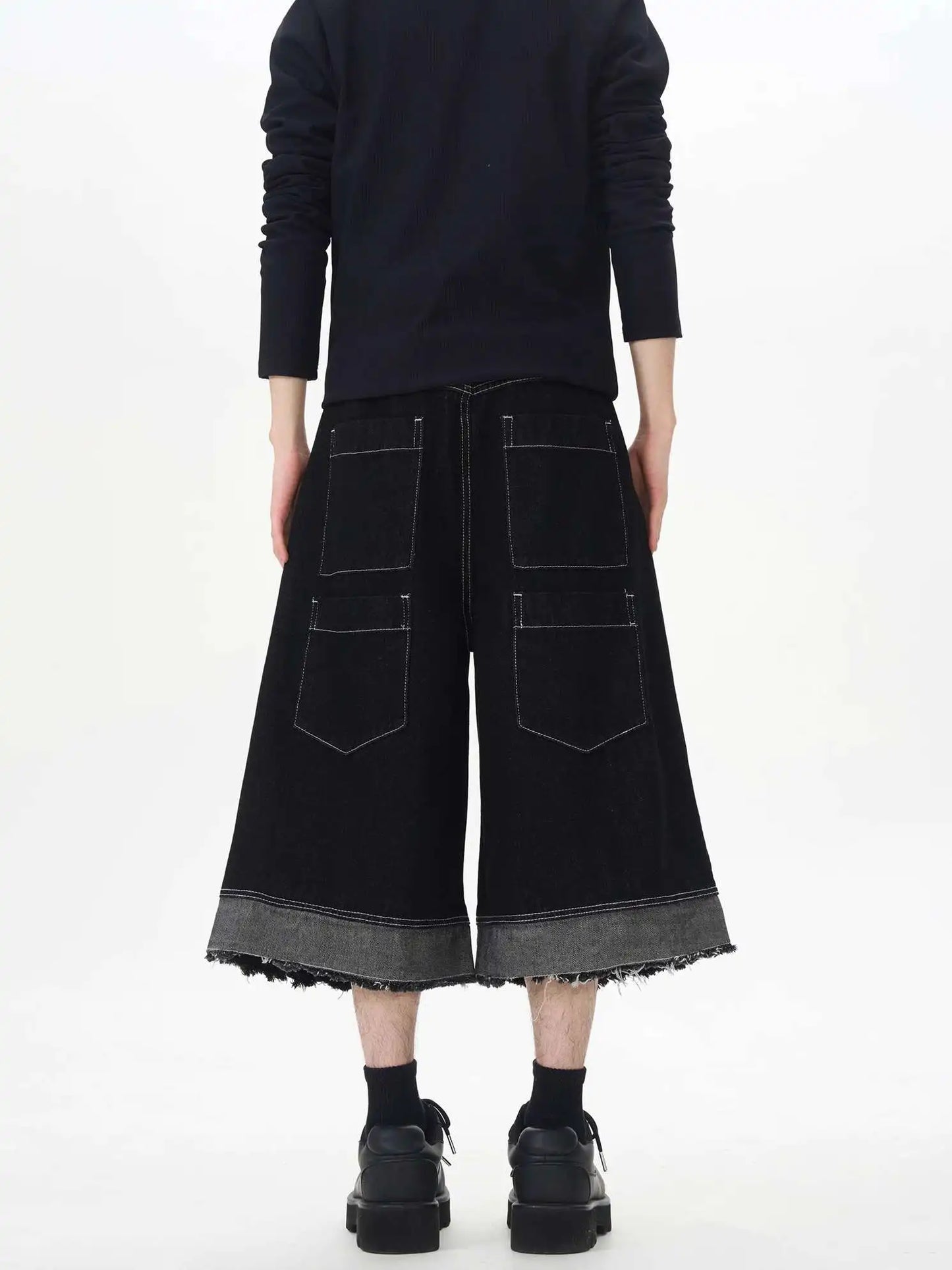 Men's Japanese Denim Wide-Leg Culottes