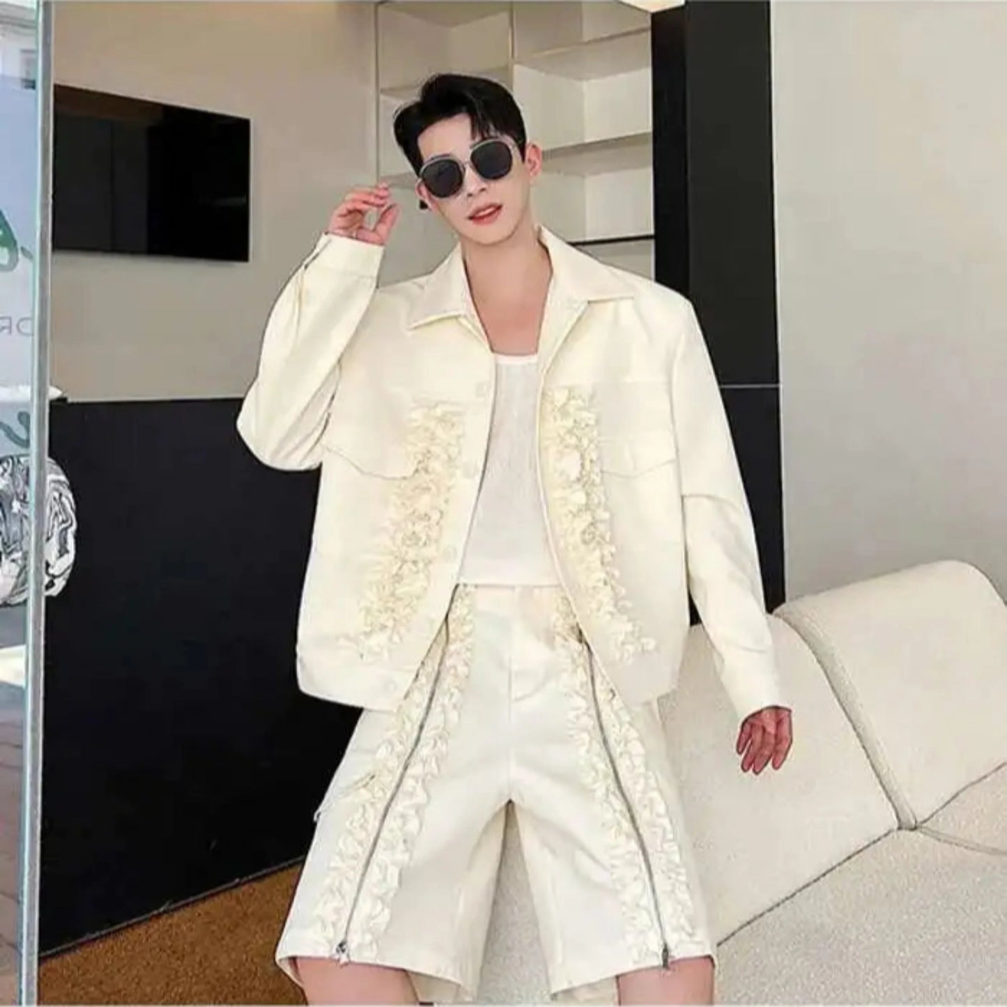Men's Luxury Embroidered Shorts Set