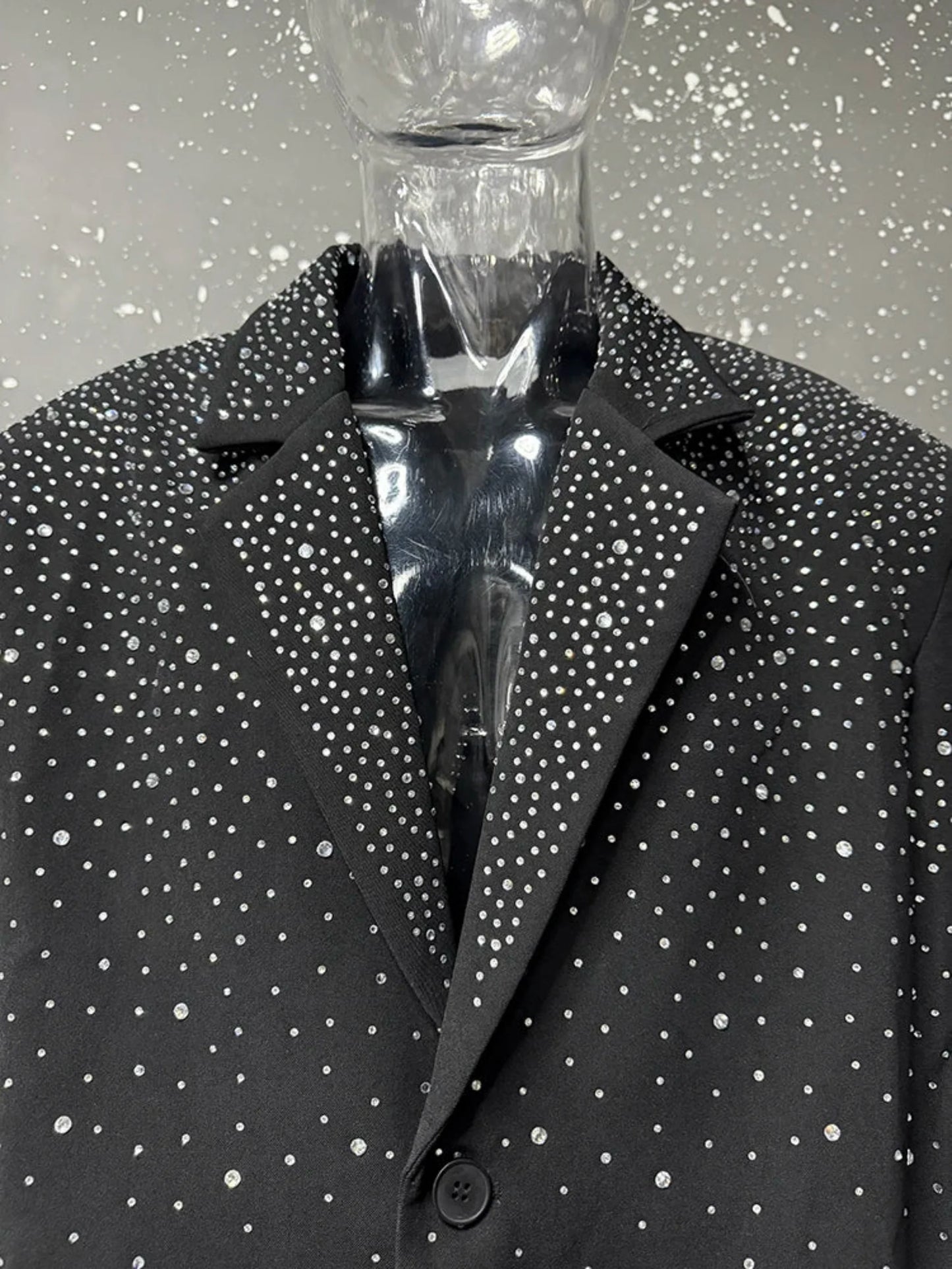 Luxury Men's Black Embellished Blazer