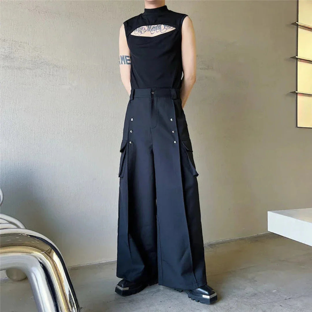 Men's Collins Wide-Leg Pleated Suit Cargo Pants