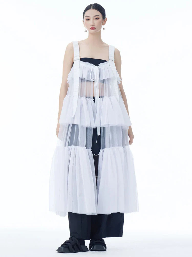 Ruffle Tiered Tulle Suspender Dress