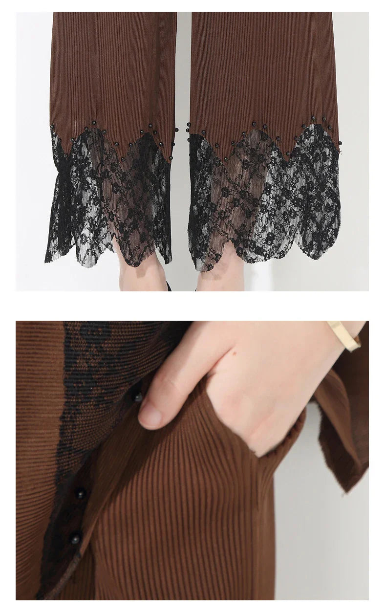 Luxury Petite Pleated Lace Pant Set