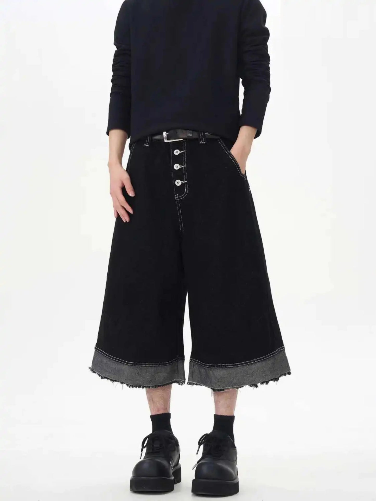 Men's Japanese Denim Wide-Leg Culottes