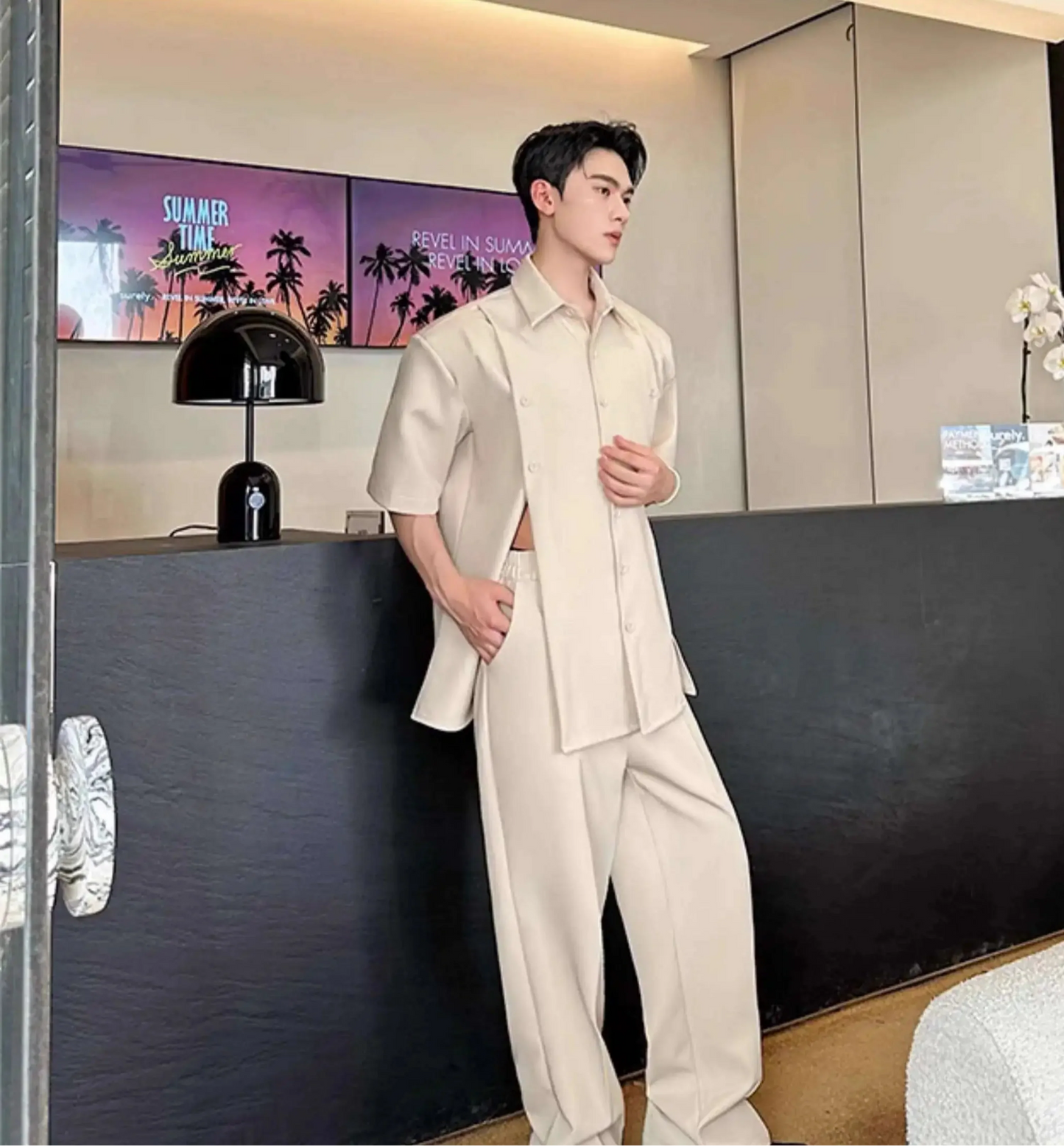 Men's Avant-Garde Short Sleeve Suit Set