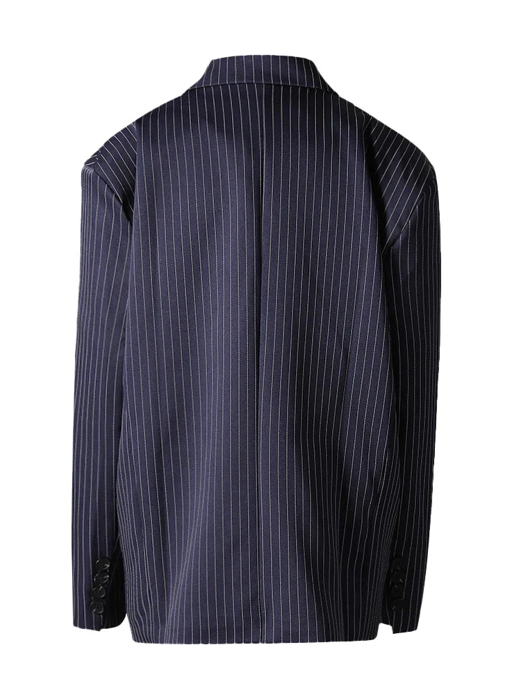 Women's Pinstripe Suit Set - Comfortable Elastic Waistband