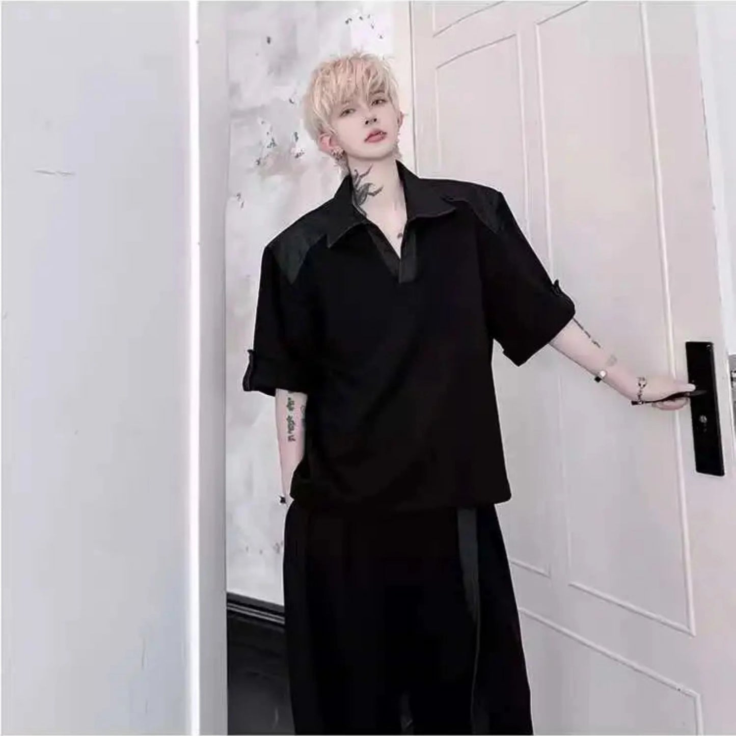 Men's Cotton Wide Leg Pant Set