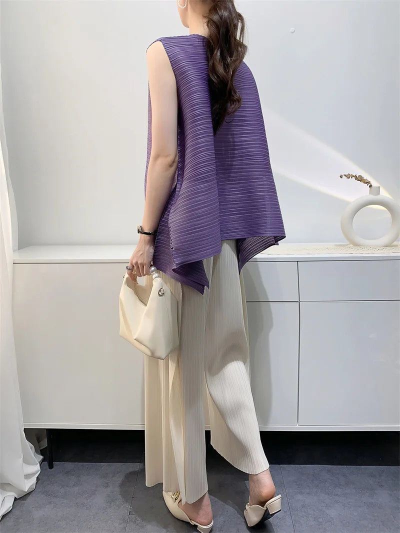 Couture Pleated Sleeveless Top