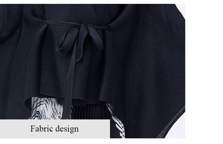 Luxe Black Wrap Top & Pleated Skirt Set