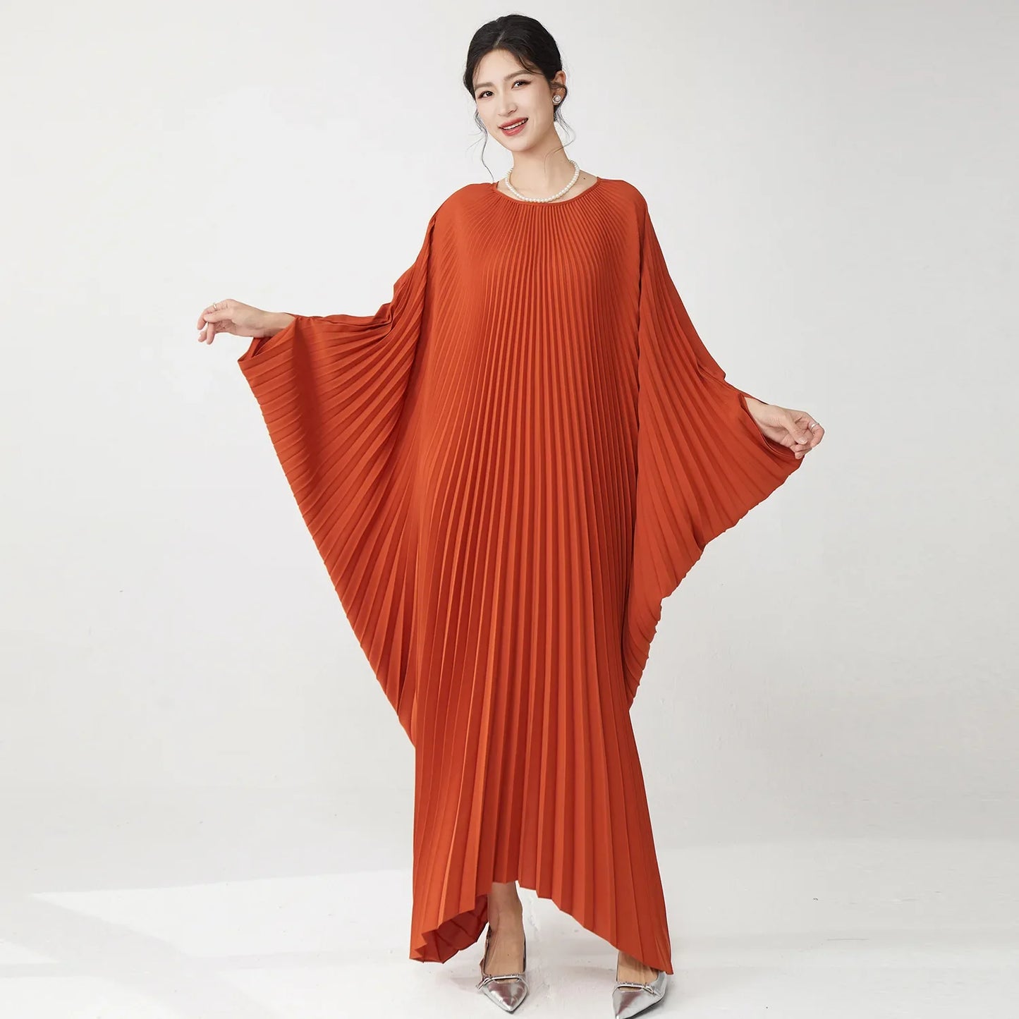 Luxury Designer Pleated Maxi Kaftan Dress