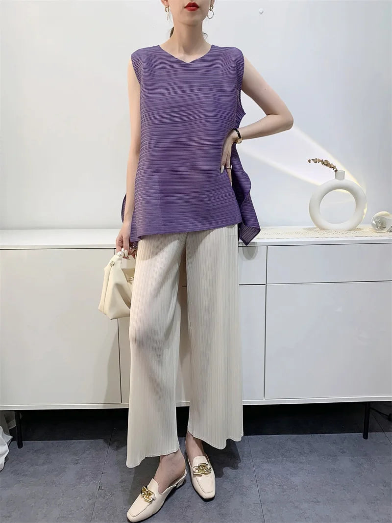 Couture Pleated Sleeveless Top
