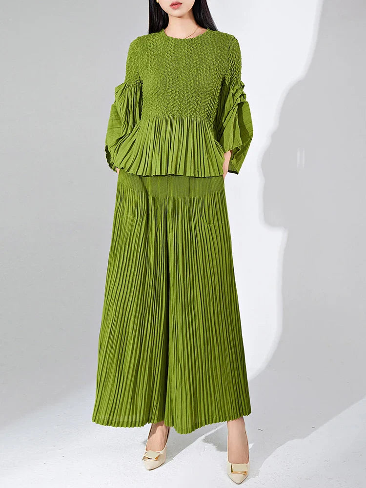 Designer Ruffle Pleated Pants & Top Set