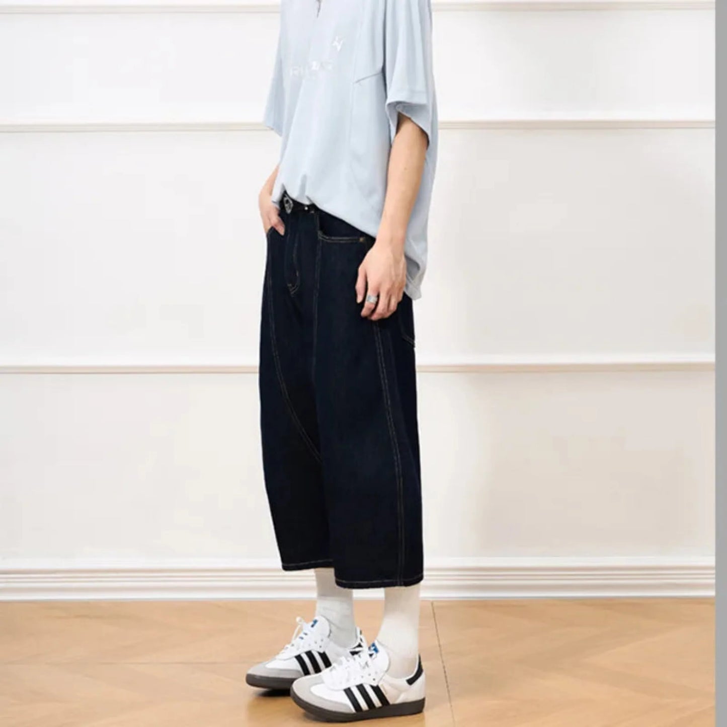 Men's Japanese Wide-Leg Shorts - Premium Denim