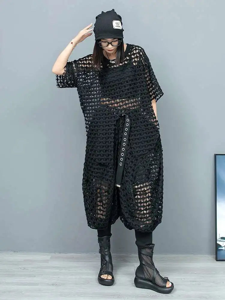 Elegant Mesh Harem Pants & Top Set
