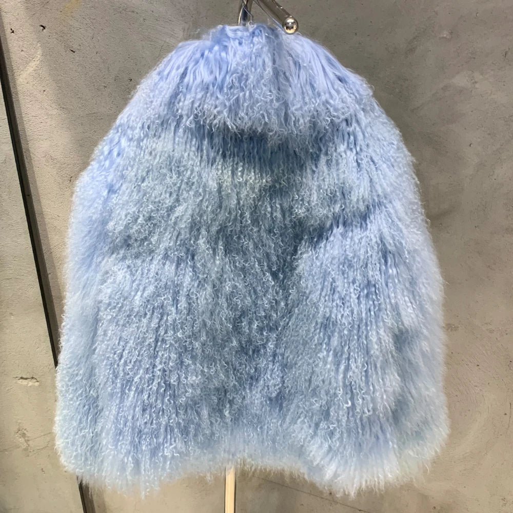 Luxury Women's Genuine Mongolian Sheepskin Fur Coat