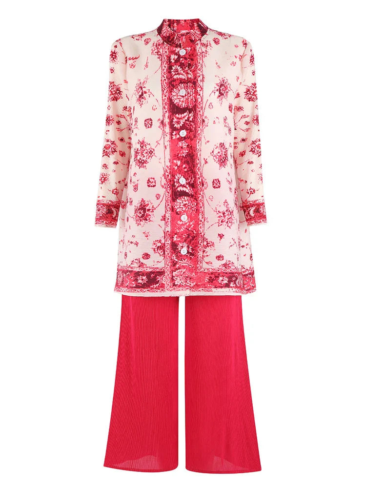 Tailored Fit Pleated Palazzo Pant Set