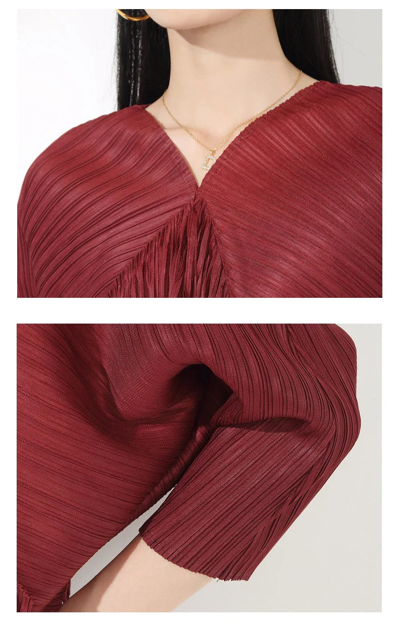 Fringed Pleated Wide-Leg Pant Set