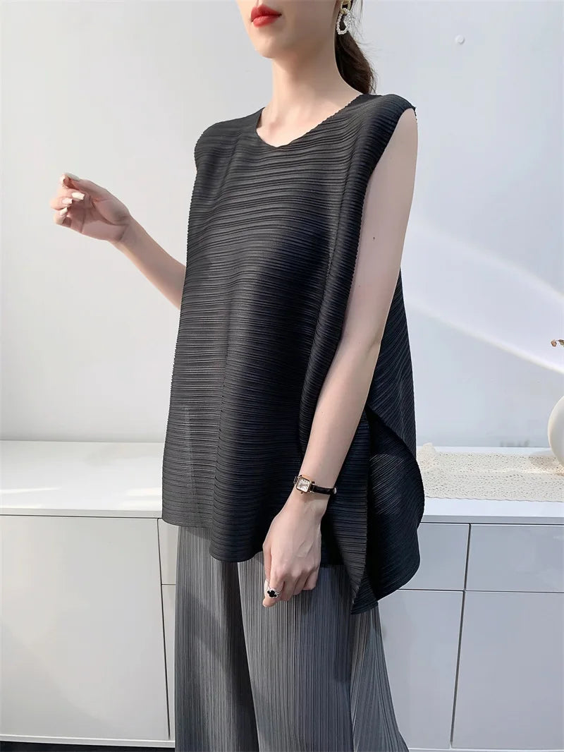 Couture Pleated Sleeveless Top