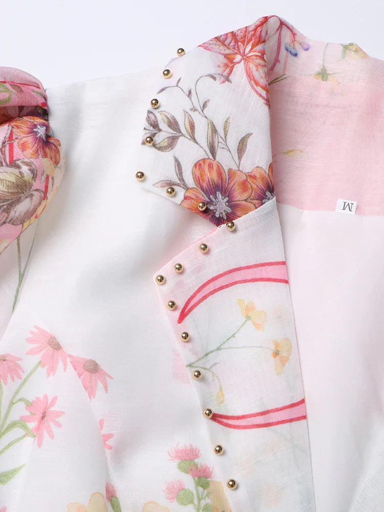 Luxury Floral Blouse and Skirt Set