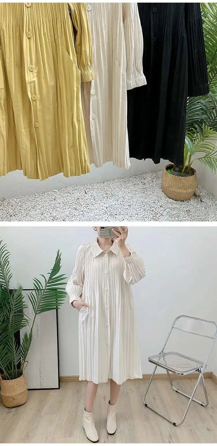 Daily Japanese Pleated Coat