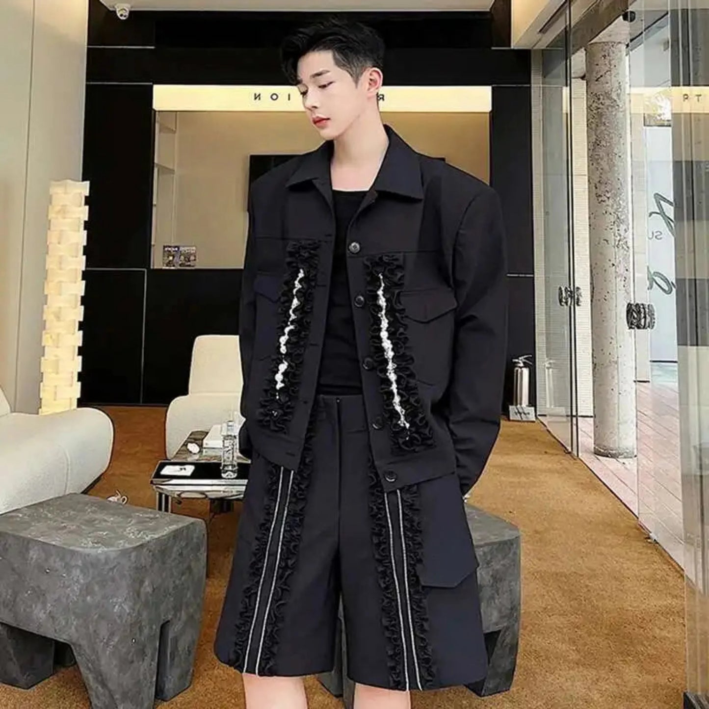 Men's Luxury Embroidered Shorts Set
