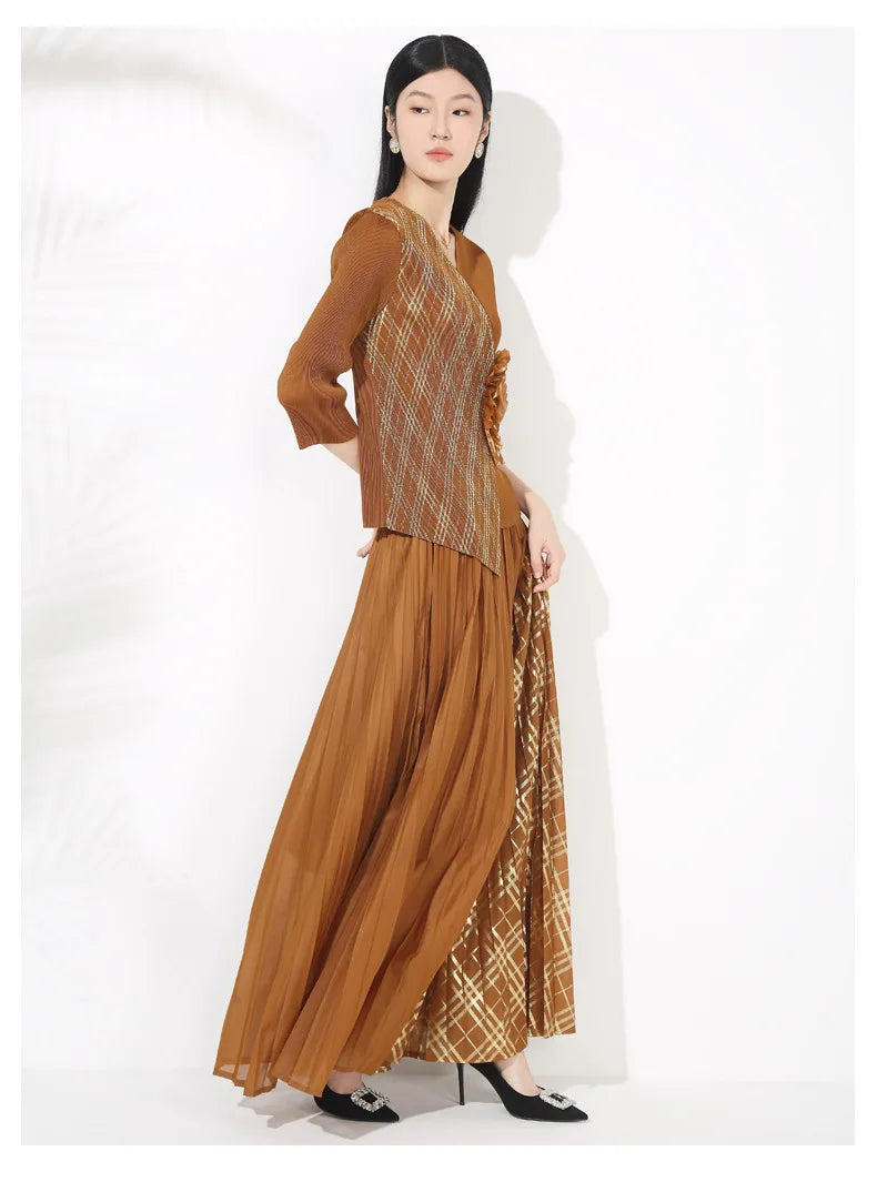 Luxury Petite Pleated Skirt Set