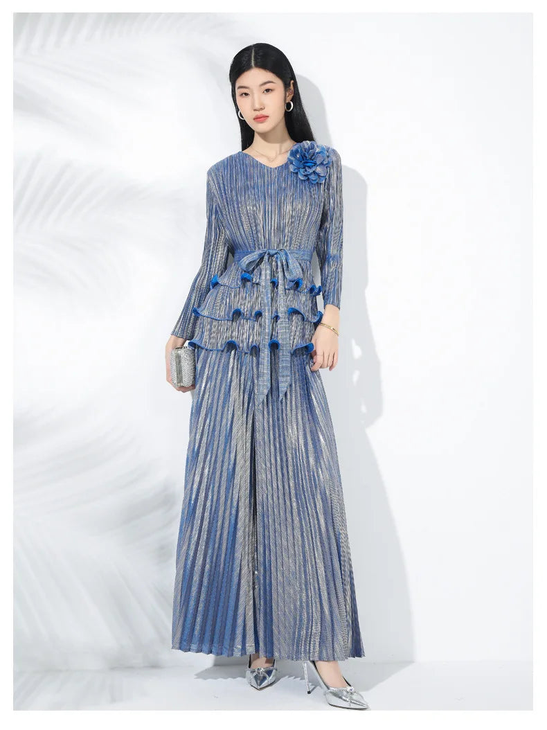 Couture Ruffle Japanese Pleated 2-Piece Set