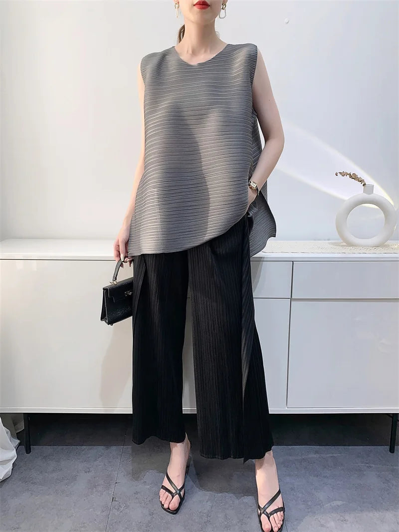 Couture Pleated Sleeveless Top