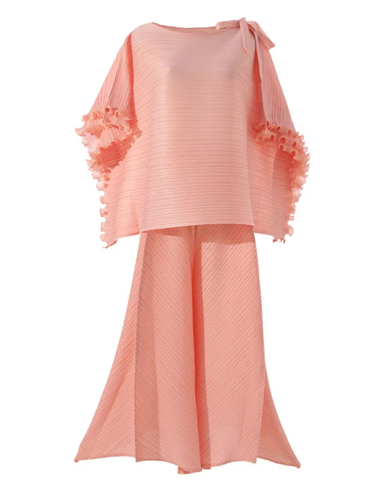 Luxury Plissé Travel Set - Pleated Top & Pants