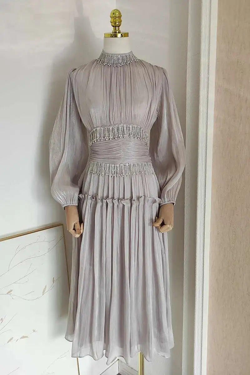 Beaded Midi High Waisted Dress