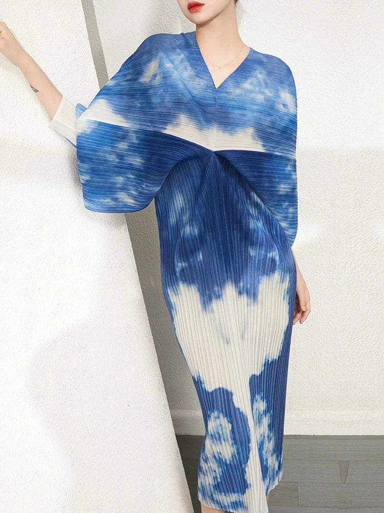 Women's Cloudscape Pleated Midi Dress