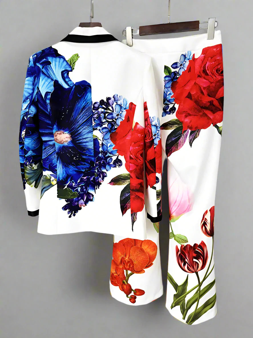 Couture Floral Blazer & Pants Suit Set