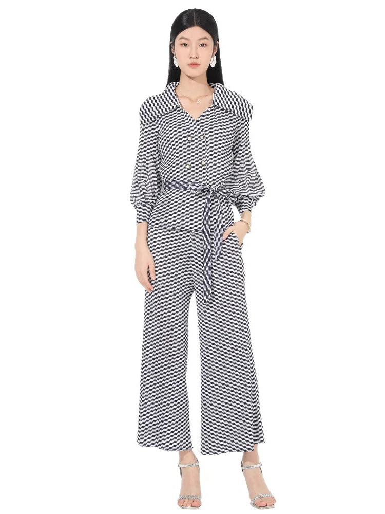 Relaxed Wavy Pleated Pant Set