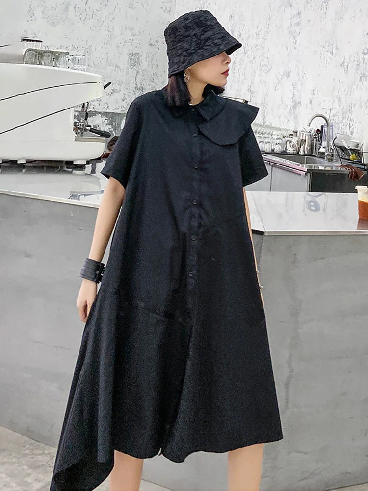 Black Shirt Dress - Avant-Garde Oversized Fit