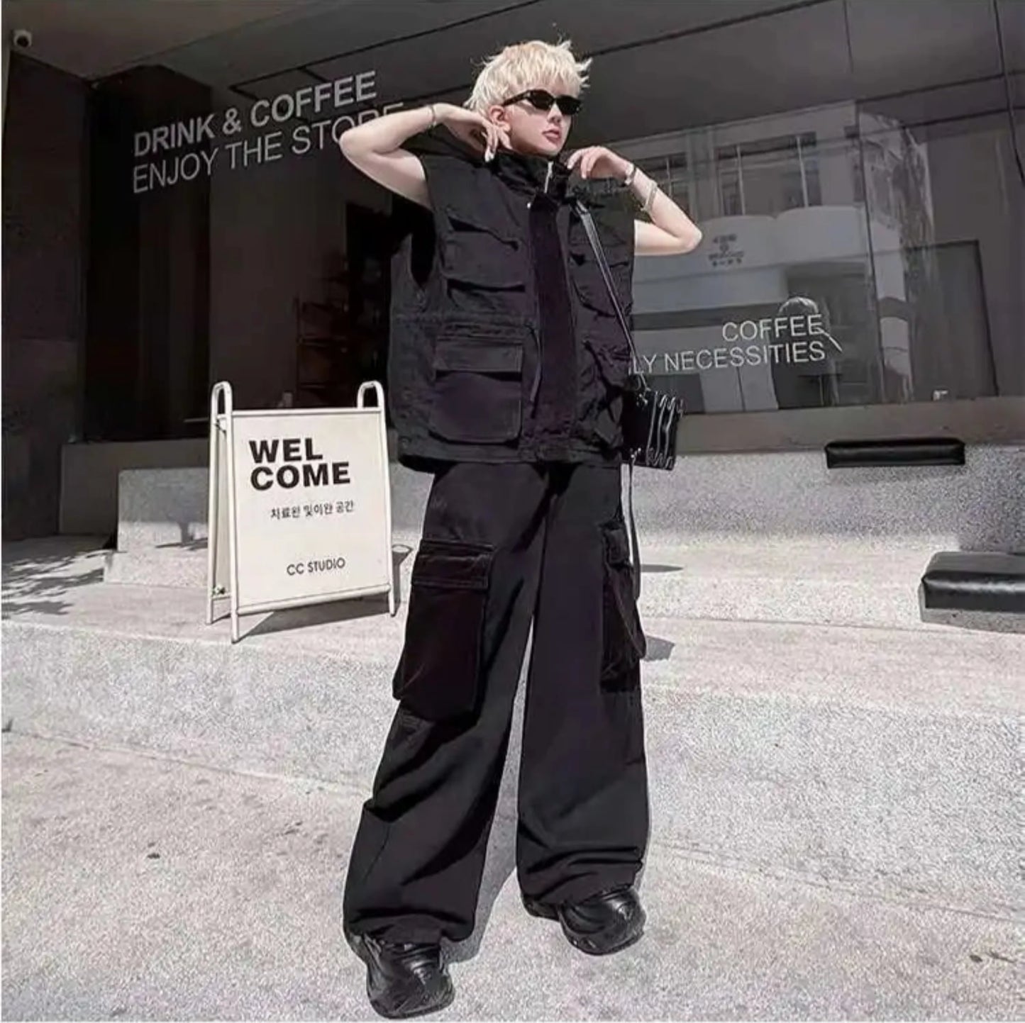 Men's Streetwear Cargo Vest & Pants