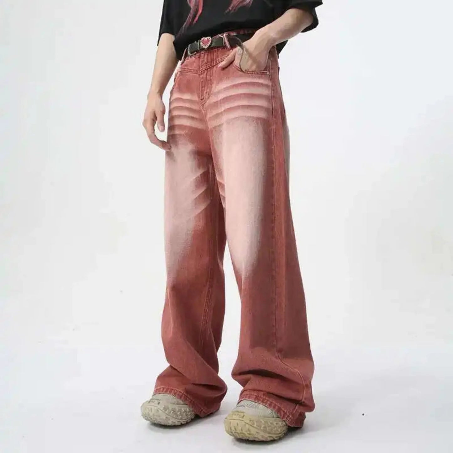 Men's Faded Wash Baggy Jeans