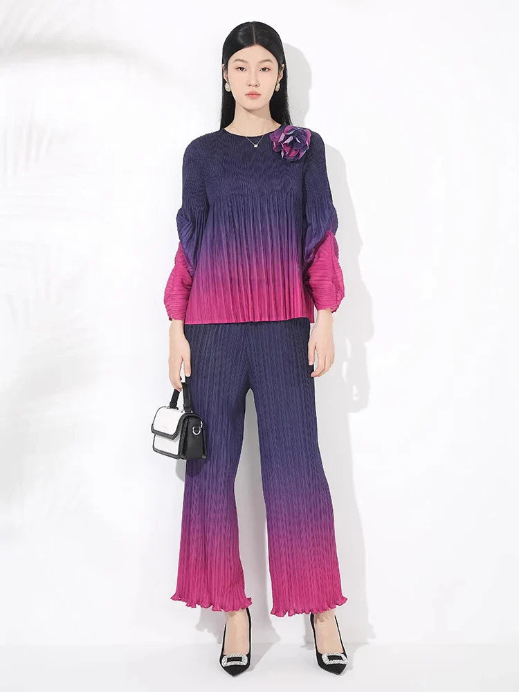 Luxe Japanese Pleated Two-Piece Set
