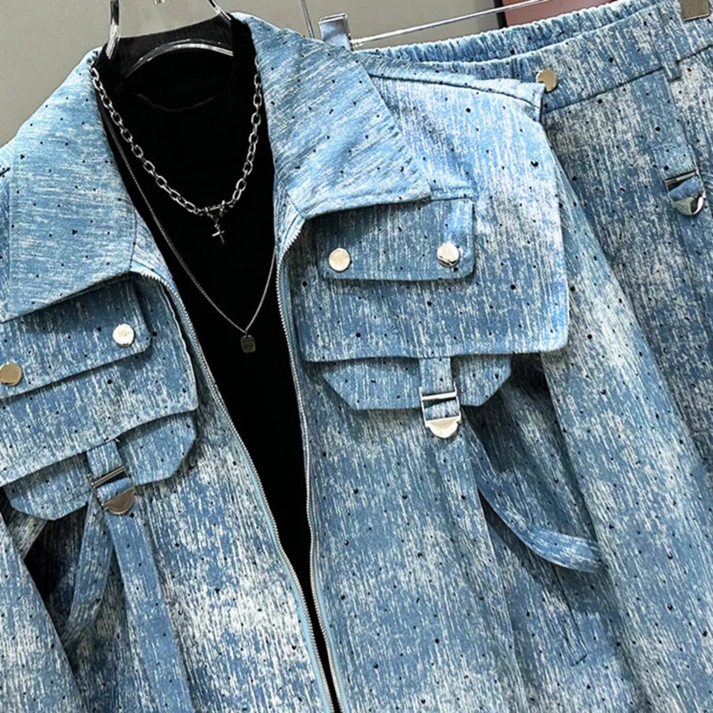 Men's Light Wash Denim Suit