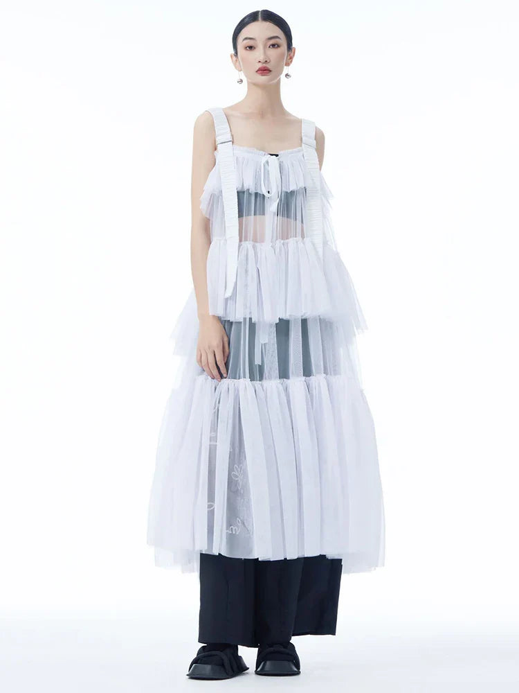 Ruffle Tiered Tulle Suspender Dress