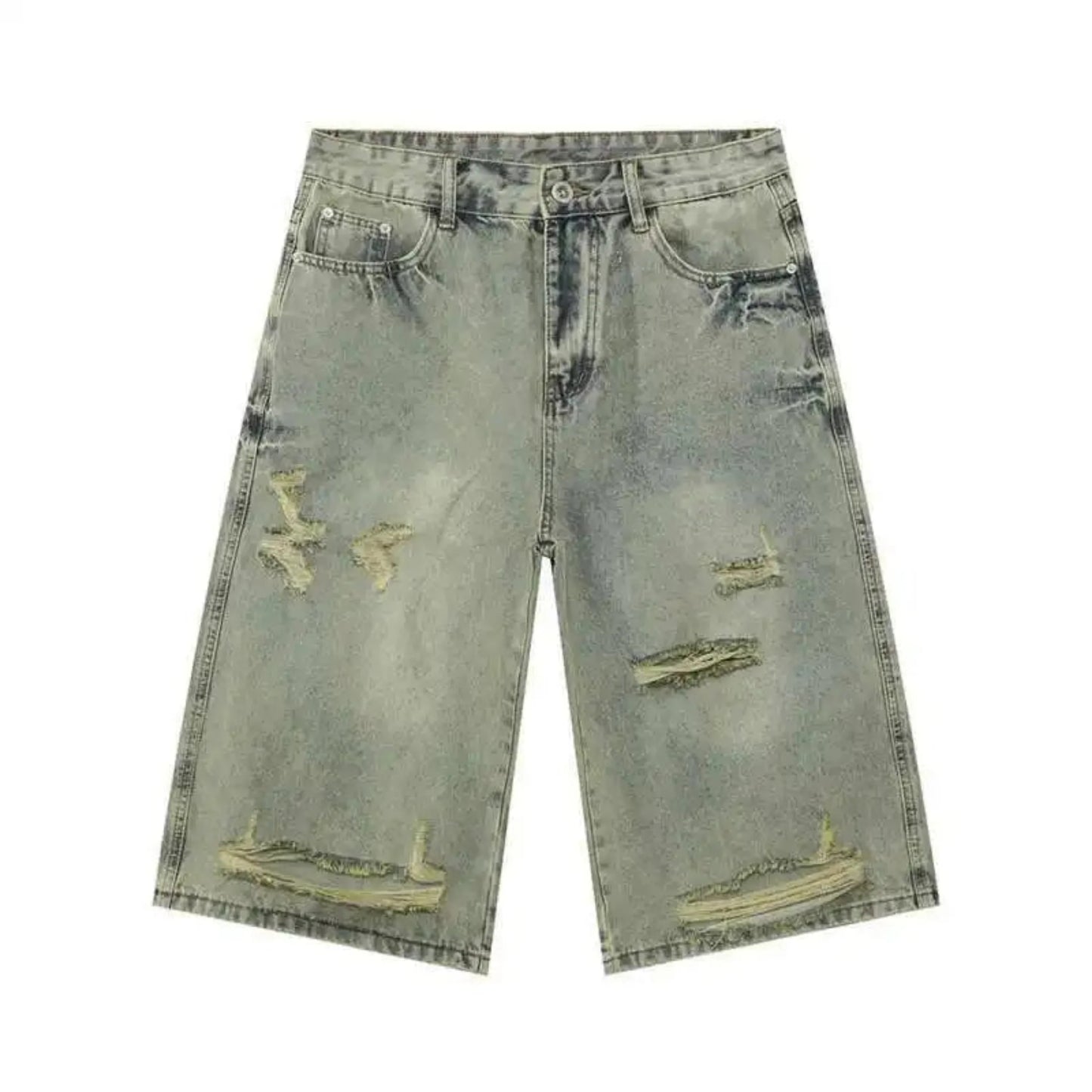 Men's Denim Distressed Long Shorts