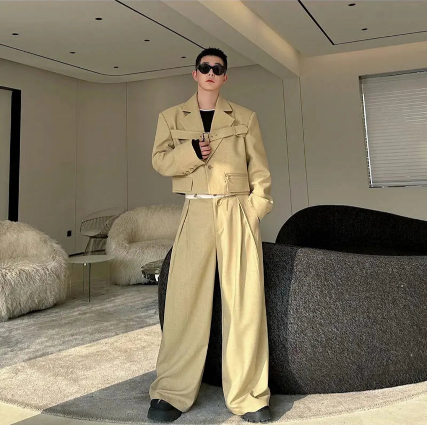 Men's Tailored Wide Leg Oversized Suit