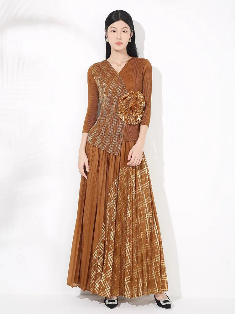 Luxury Petite Pleated Skirt Set